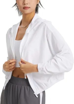 altiland Women's UPF 50  Sun Protection Cropped Jackets Zip Up Cooling Shirt Athletic Workout Running Hoodie