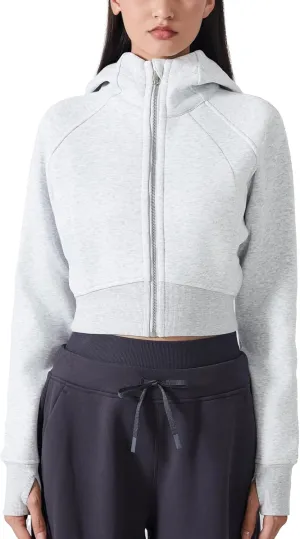 altiland Womens Zip Up Hoodies Cropped Sweatshirts Fleece Jackets Fall Outfits Casual Warm Tops with Thumb Holes