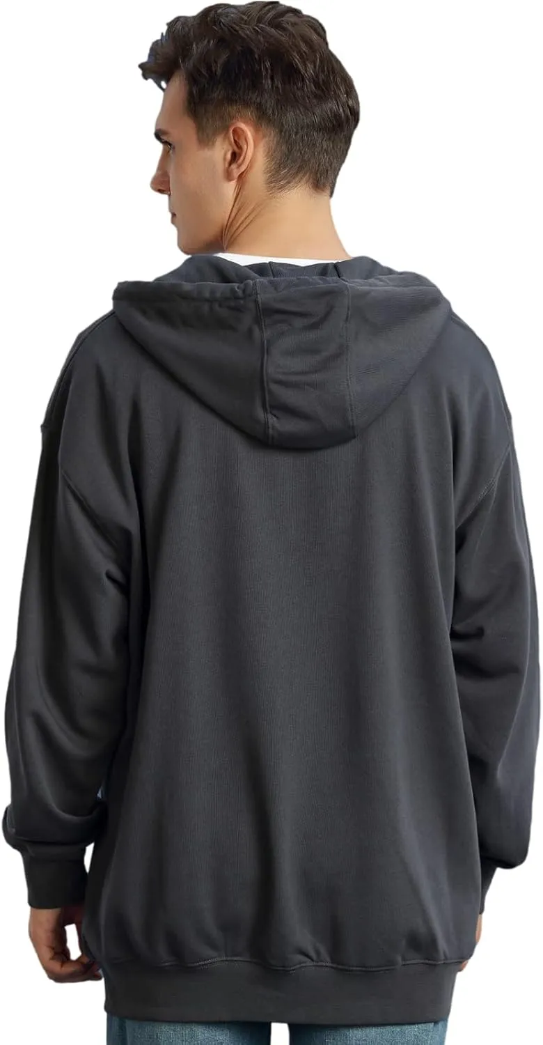 ANUFER Unisex Mens Womens Full Zip Cotton Hooded Sweatshirt Casual Hoodie Jacket with Pockets