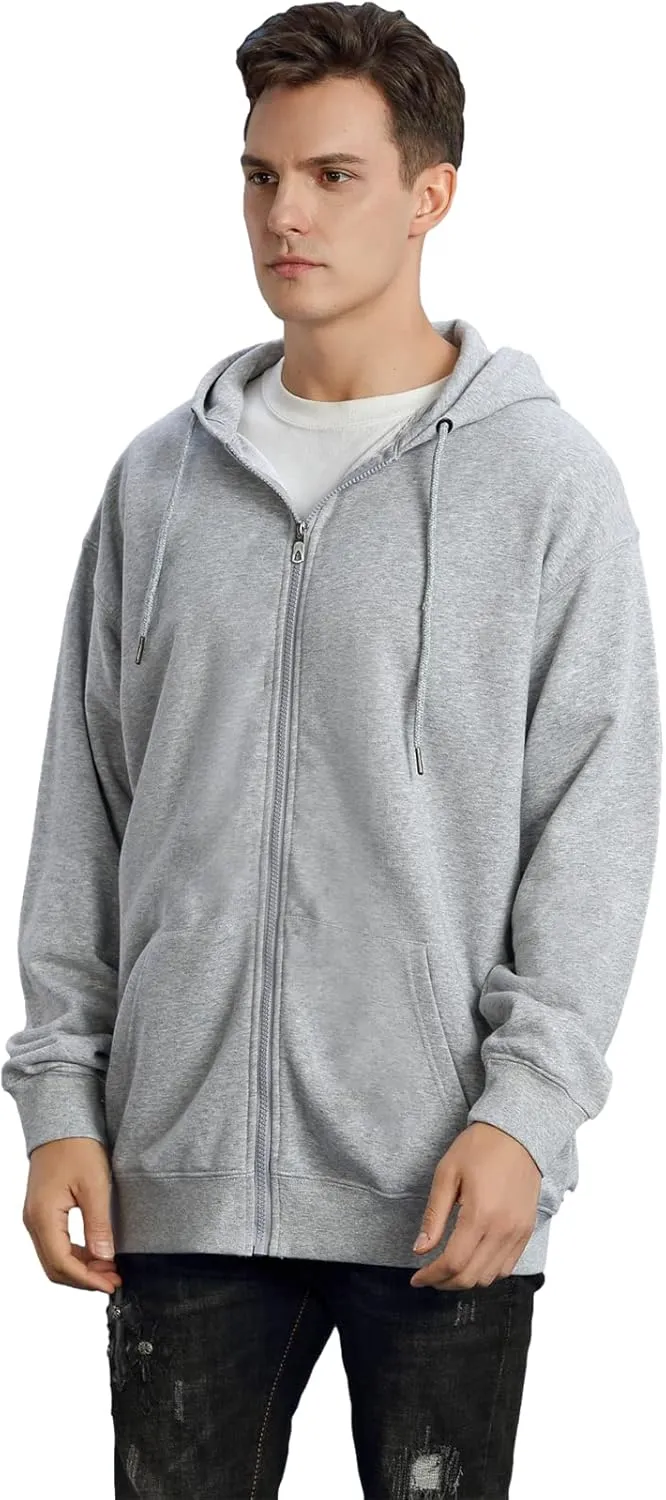 ANUFER Unisex Mens Womens Full Zip Cotton Hooded Sweatshirt Casual Hoodie Jacket with Pockets