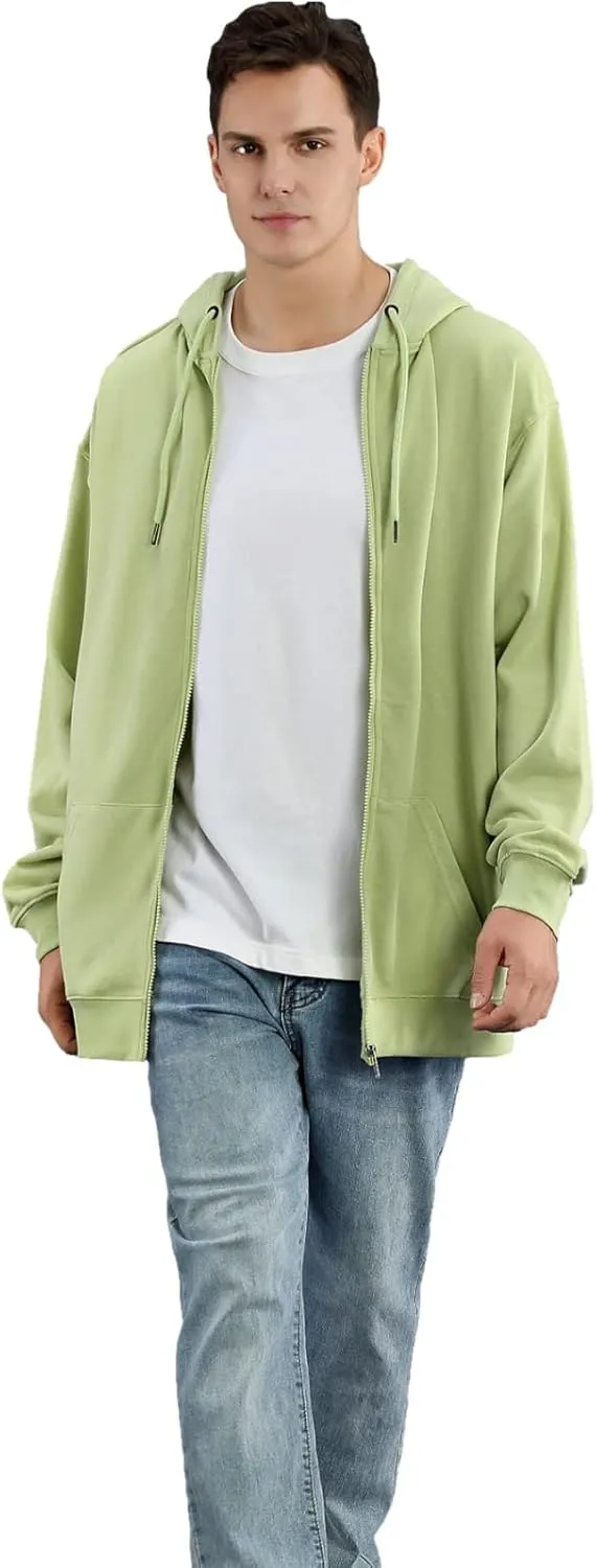 ANUFER Unisex Mens Womens Full Zip Cotton Hooded Sweatshirt Casual Hoodie Jacket with Pockets