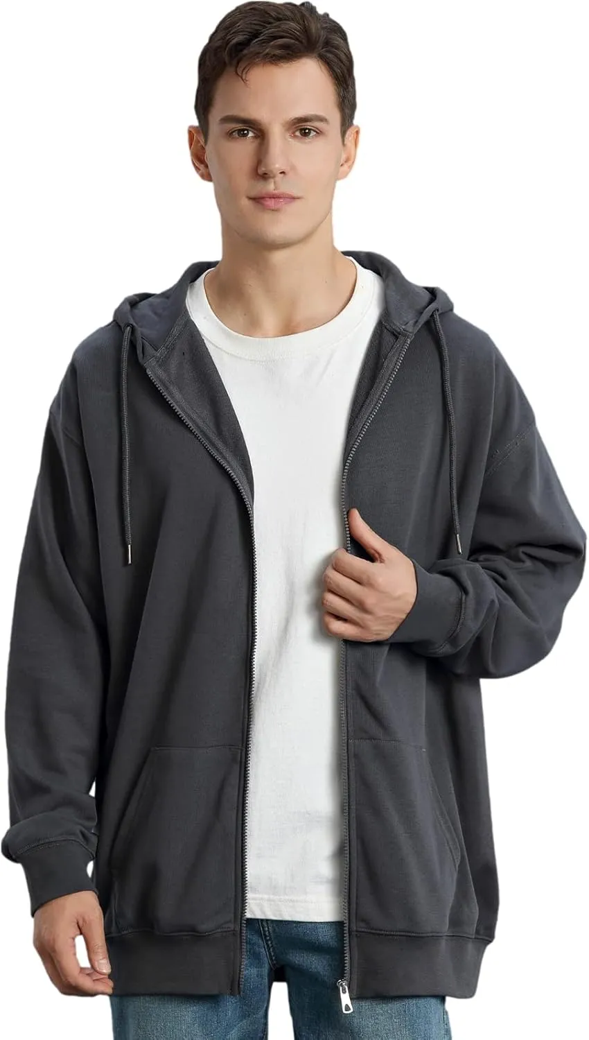 ANUFER Unisex Mens Womens Full Zip Cotton Hooded Sweatshirt Casual Hoodie Jacket with Pockets