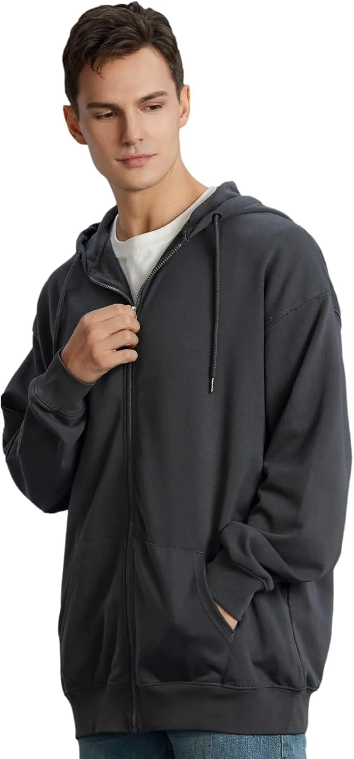 ANUFER Unisex Mens Womens Full Zip Cotton Hooded Sweatshirt Casual Hoodie Jacket with Pockets