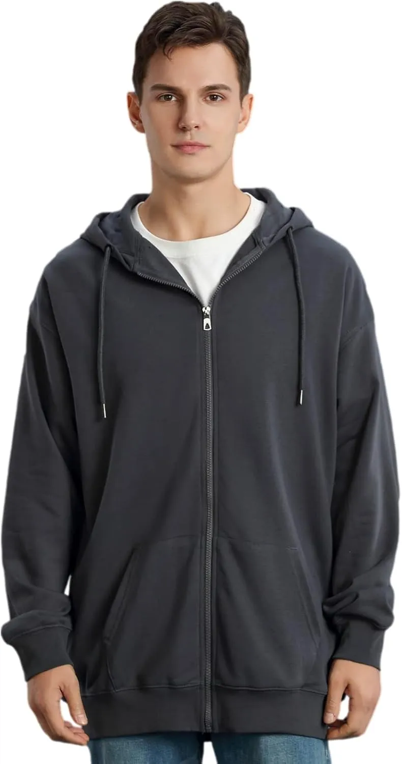 ANUFER Unisex Mens Womens Full Zip Cotton Hooded Sweatshirt Casual Hoodie Jacket with Pockets