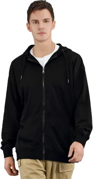 ANUFER Unisex Mens Womens Full Zip Cotton Hooded Sweatshirt Casual Hoodie Jacket with Pockets