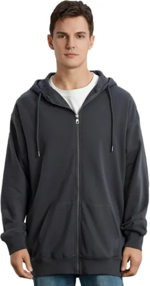 ANUFER Unisex Mens Womens Full Zip Cotton Hooded Sweatshirt Casual Hoodie Jacket with Pockets
