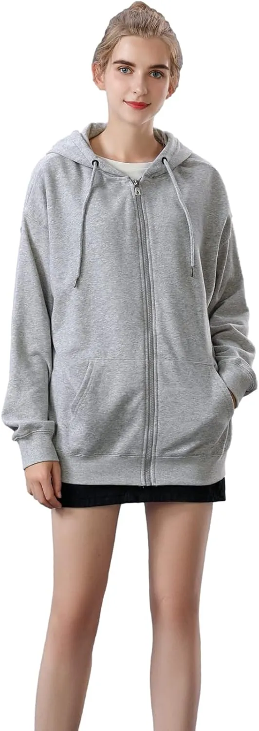 ANUFER Unisex Mens Womens Full Zip Cotton Hooded Sweatshirt Casual Hoodie Jacket with Pockets
