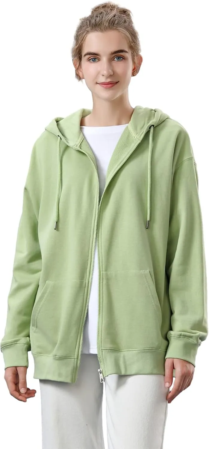 ANUFER Unisex Mens Womens Full Zip Cotton Hooded Sweatshirt Casual Hoodie Jacket with Pockets