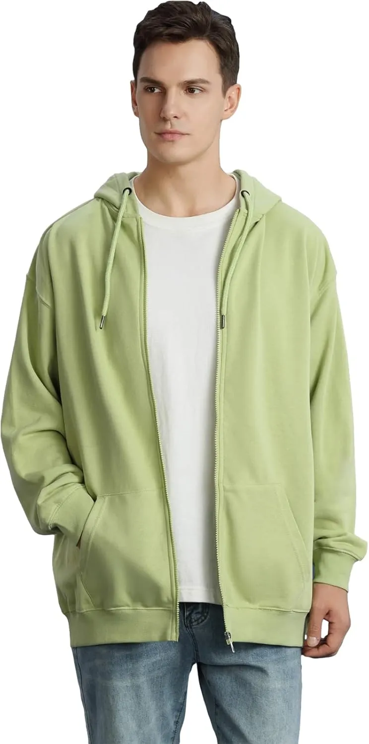 ANUFER Unisex Mens Womens Full Zip Cotton Hooded Sweatshirt Casual Hoodie Jacket with Pockets