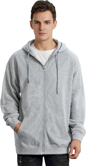 ANUFER Unisex Mens Womens Full Zip Cotton Hooded Sweatshirt Casual Hoodie Jacket with Pockets