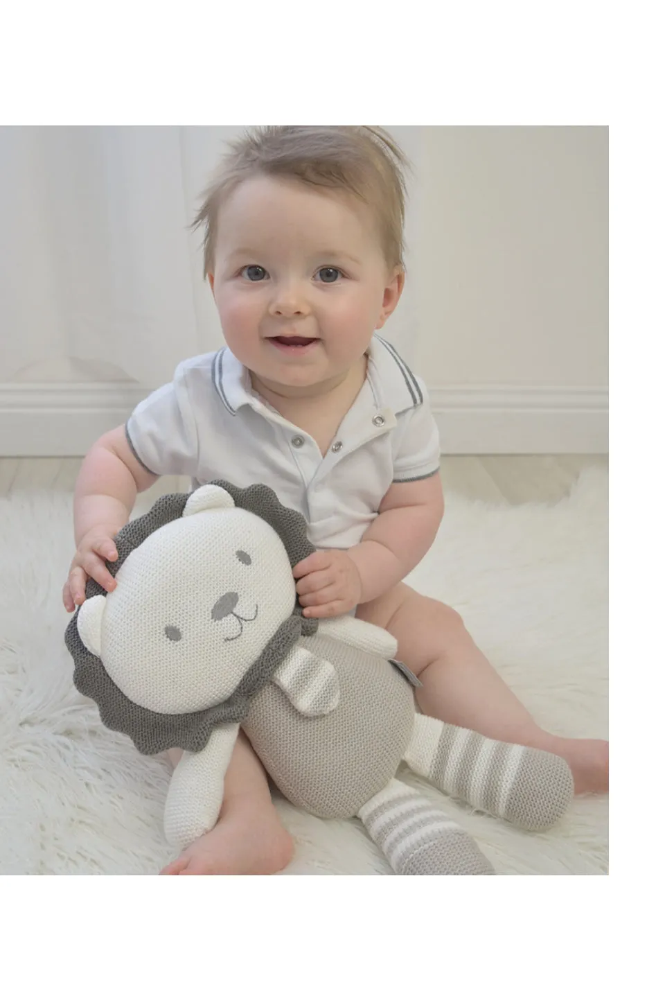 Austin the Lion Huggable Soft Toy Grey