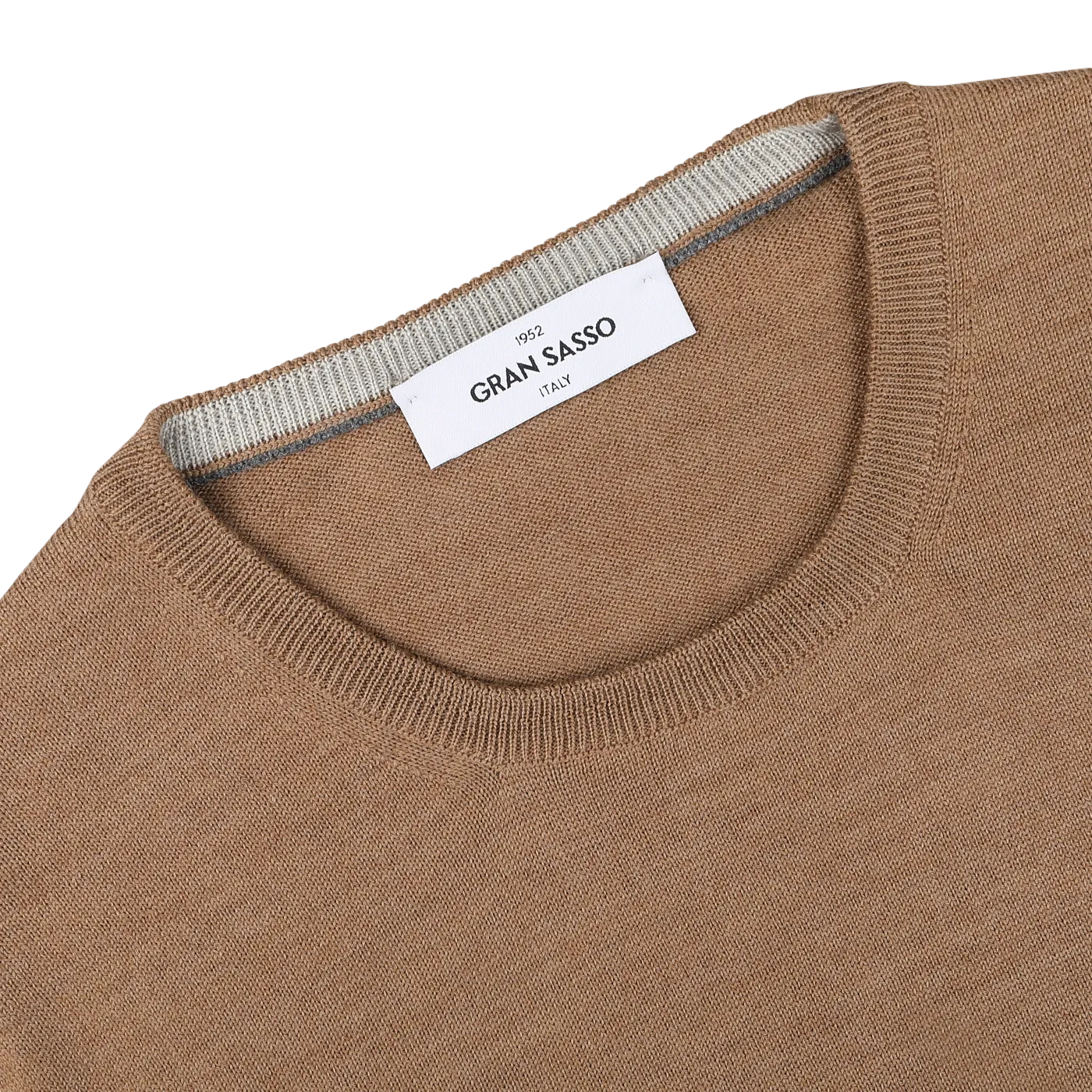 Camel Beige Extra Fine Merino Crew Neck