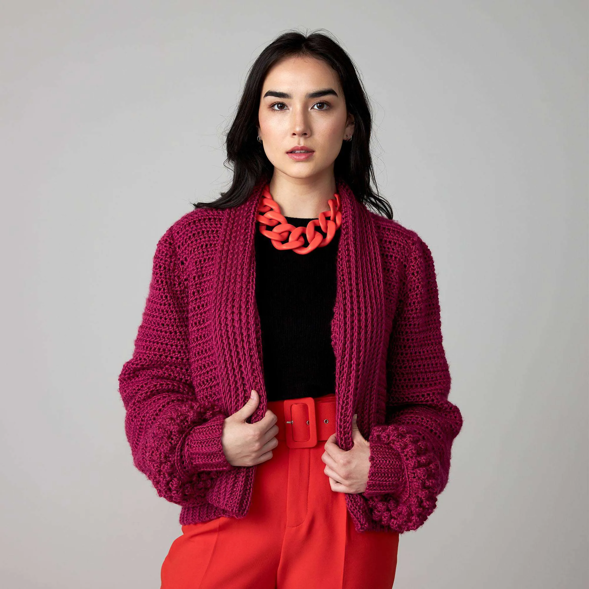 Caron Crochet Bobble Cardigan
