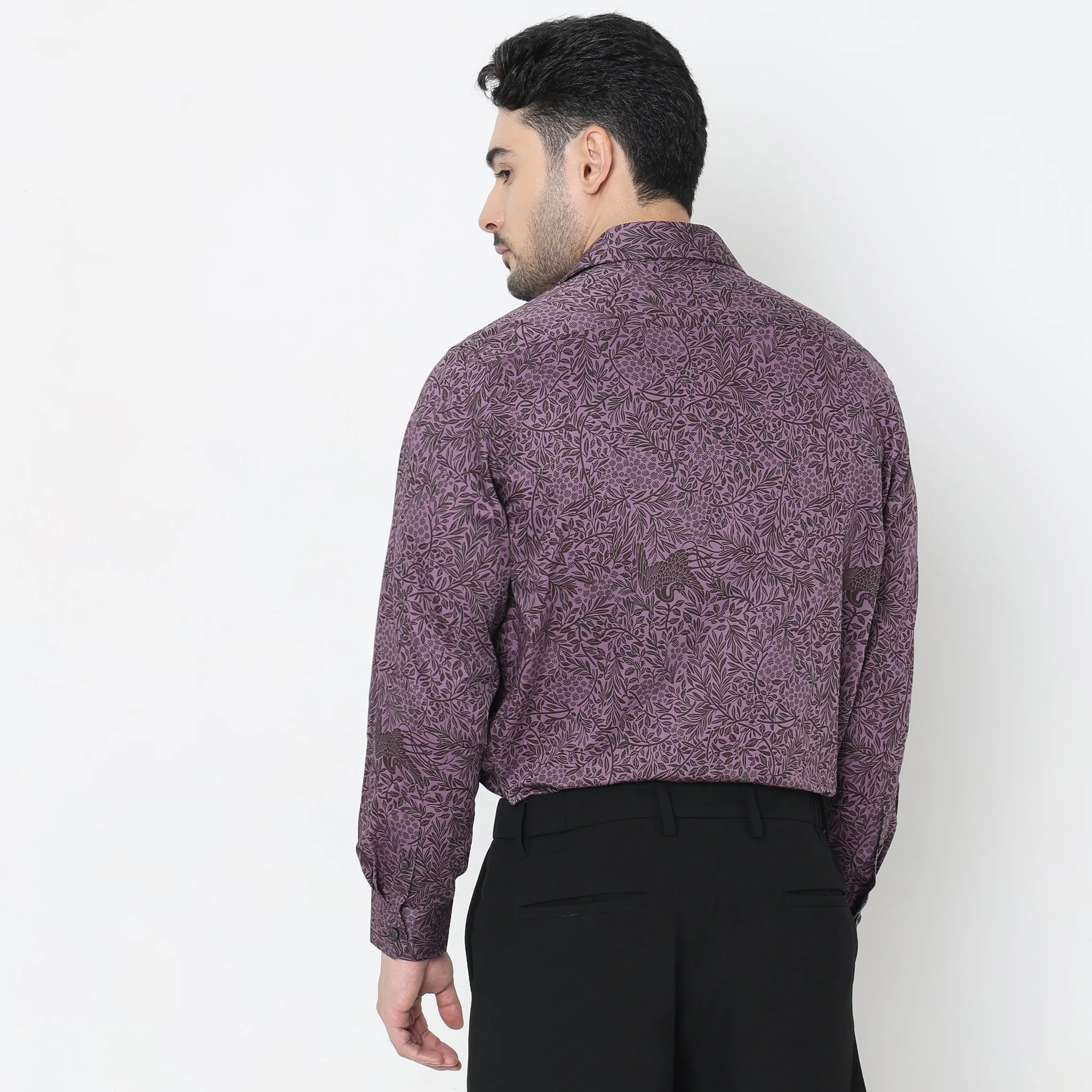 Celebration™ Shirts Elegant 60's 100% Cotton Satin - Regular Fit Printed Shirt