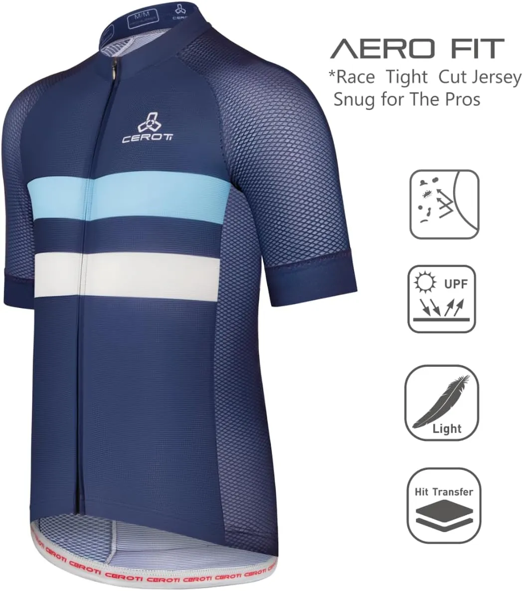 CEROTIPOLAR Snug Fit Men AirCool Cycling Jersey Bike Shirts UPF50 ,PRO Dry Fit Light Weight Fabric