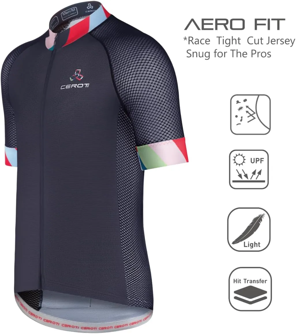 CEROTIPOLAR Snug Fit Men AirCool Cycling Jersey Bike Shirts UPF50 ,PRO Dry Fit Light Weight Fabric