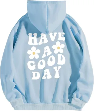 Cioatin Women’s Y2K Slogan Letter Graphic Oversized Aesthetic Hoodie Drop Shoulder Fleece Hooded Sweatshirt Pullover
