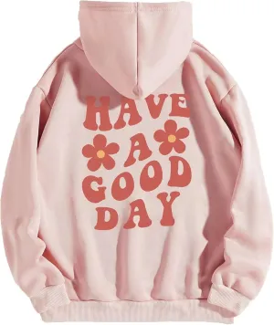 Cioatin Women’s Y2K Slogan Letter Graphic Oversized Aesthetic Hoodie Drop Shoulder Fleece Hooded Sweatshirt Pullover