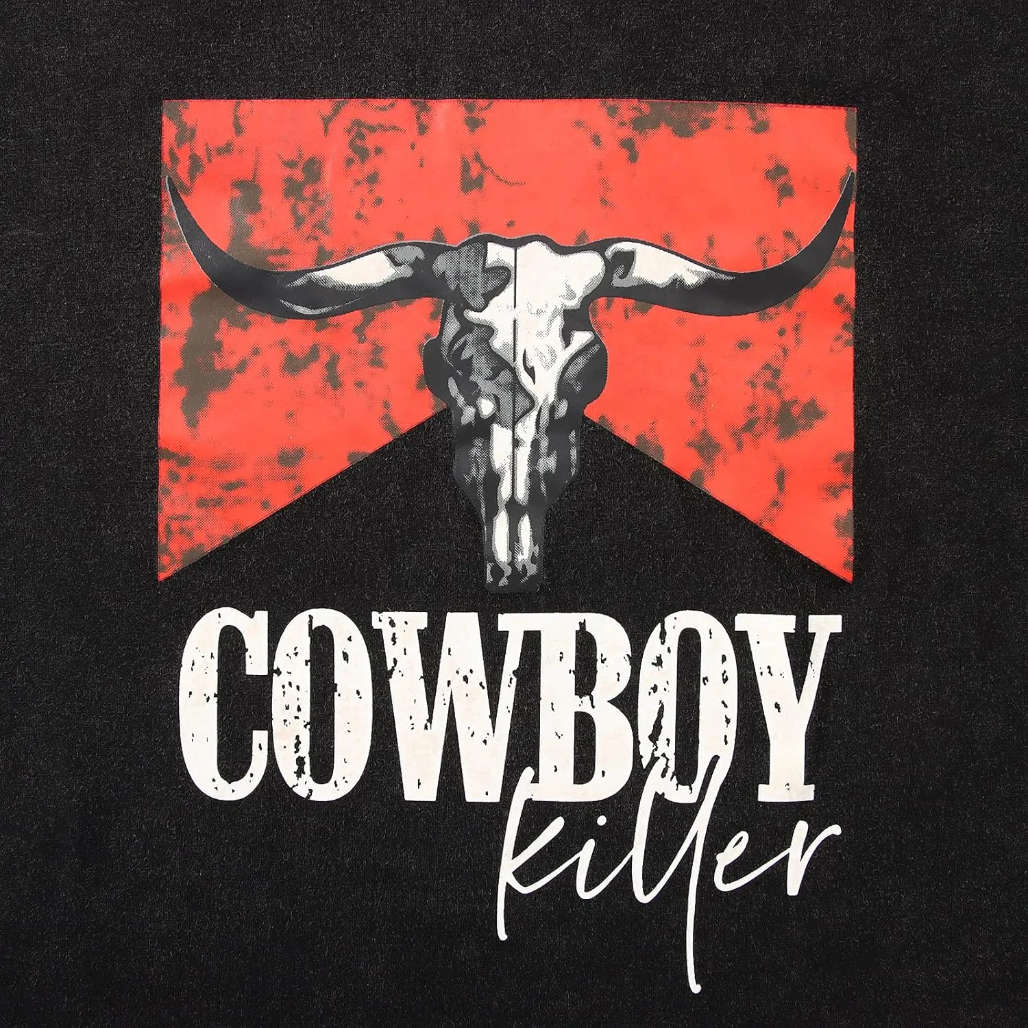 Cowboy Killer Shirt for Women Western Vintage Rodeo T-Shirt Retro Bull Skull Graphic Tee Summer Casual Short Sleeve Top