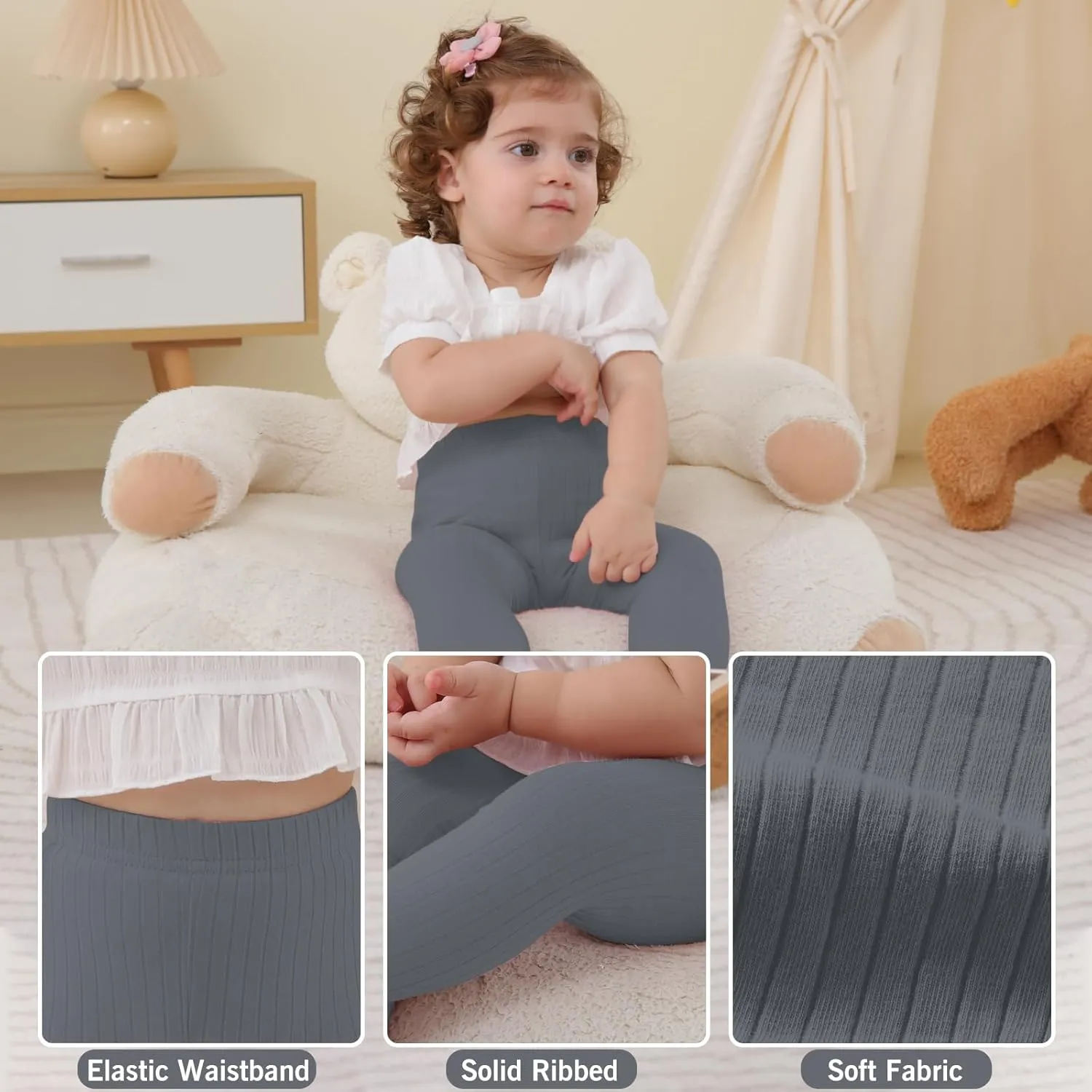DREAM BUS Baby Girl Boy Pants Toddler Leggings Solid Ribbed Toddler Sweatpants Infant Newborn Leggings Baby Boy Jogger Pants