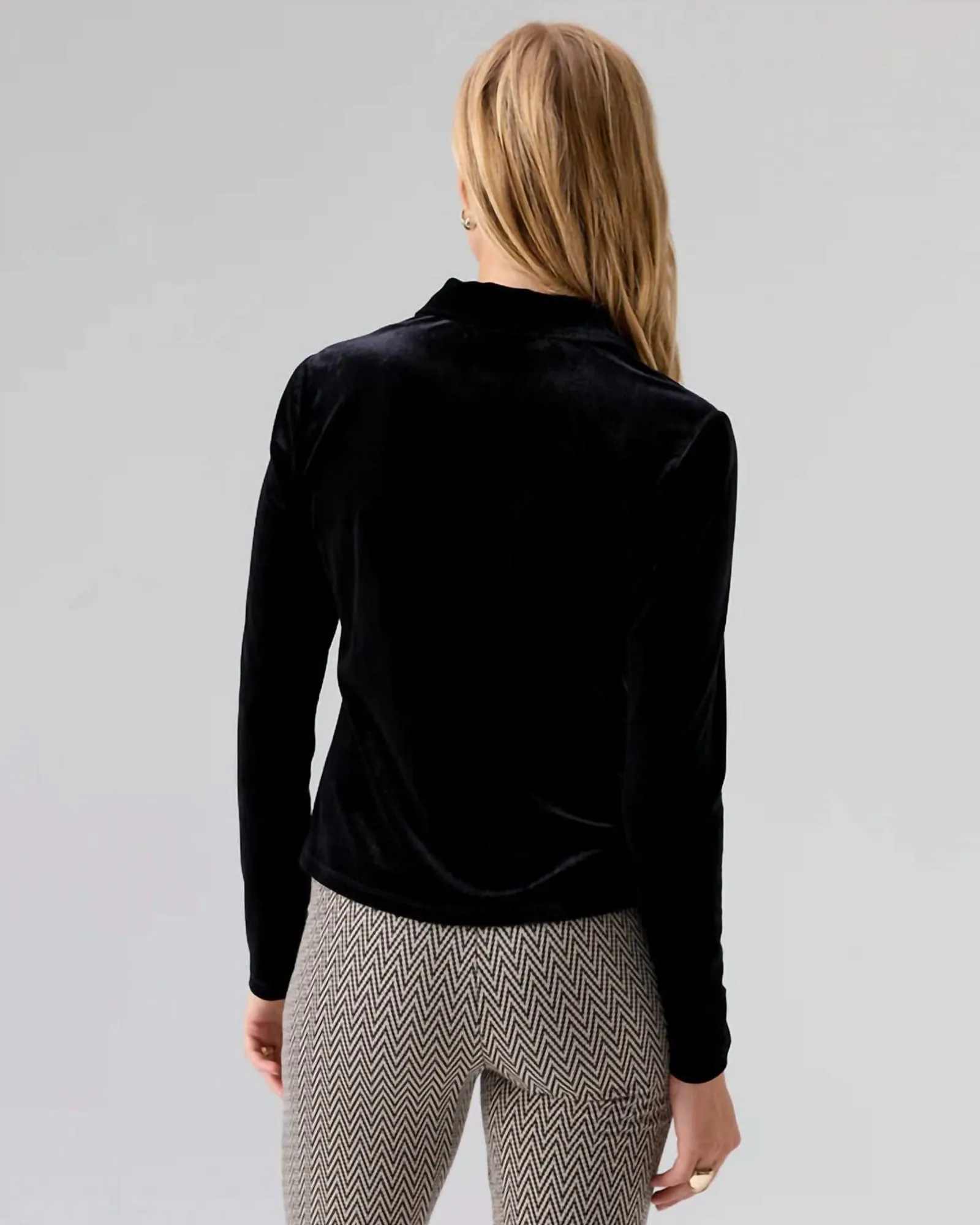 Dreamgirl Velvet Button Up Blouse in Black | Black