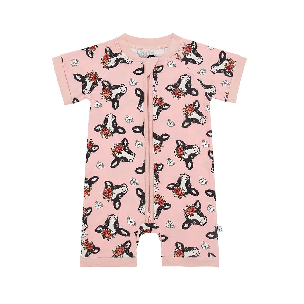 Floral Cow • Bamboo Shorty (Classic Fit)