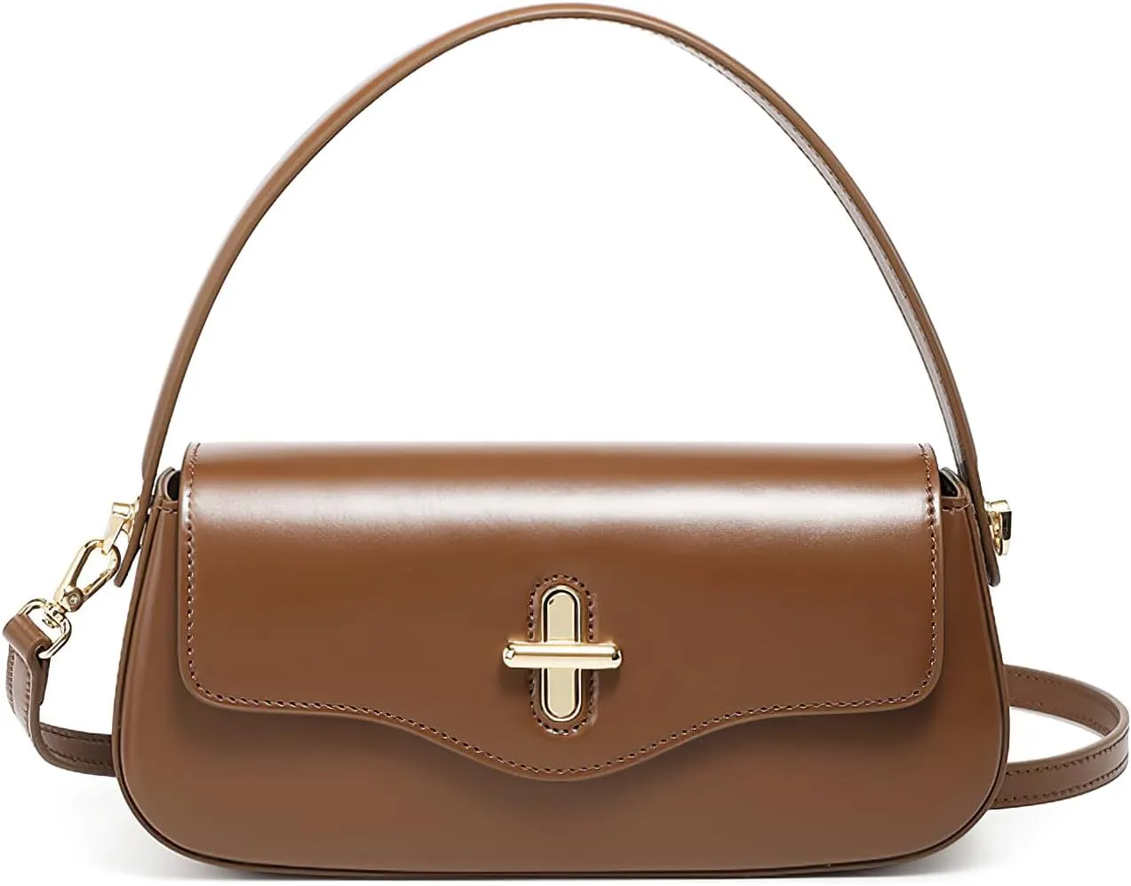 Genuine Leather Handbag – Stylish Top Grain Cowhide Crossbody Bag, Vintage Lock Closure & Microfiber Lining