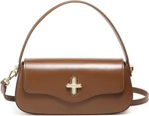 Genuine Leather Handbag – Stylish Top Grain Cowhide Crossbody Bag, Vintage Lock Closure & Microfiber Lining