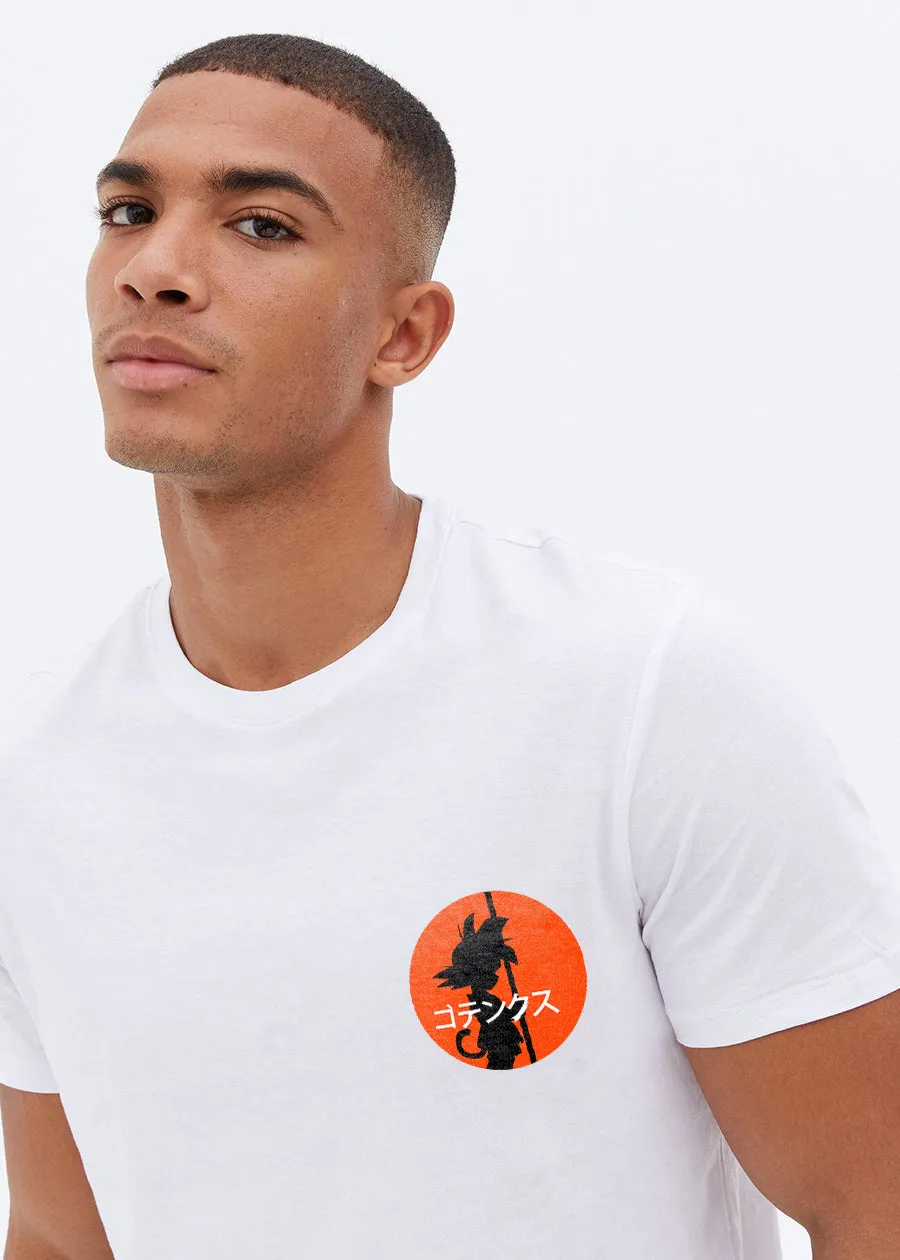 Goku Men Regular Fit White Half Sleeve T-Shirt