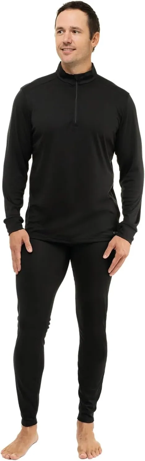 Hot Chillys Men's Peach Skins Solid Zip-T Lightweight Relaxed Fit Base Layer Top | Thermal Long Sleeve Shirt for Men