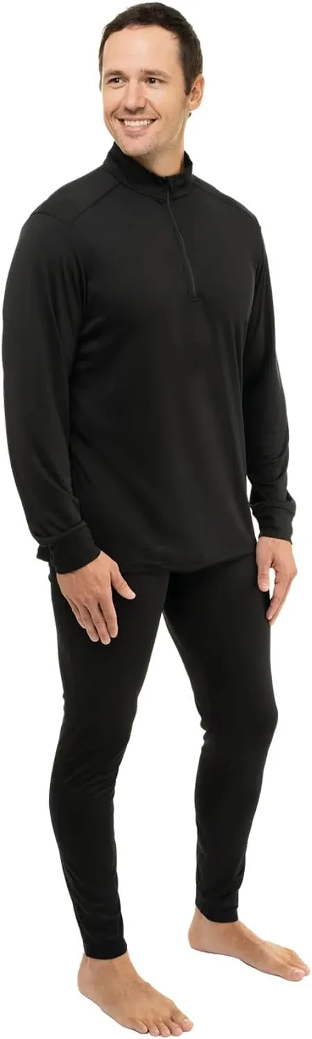 Hot Chillys Men's Peach Skins Solid Zip-T Lightweight Relaxed Fit Base Layer Top | Thermal Long Sleeve Shirt for Men