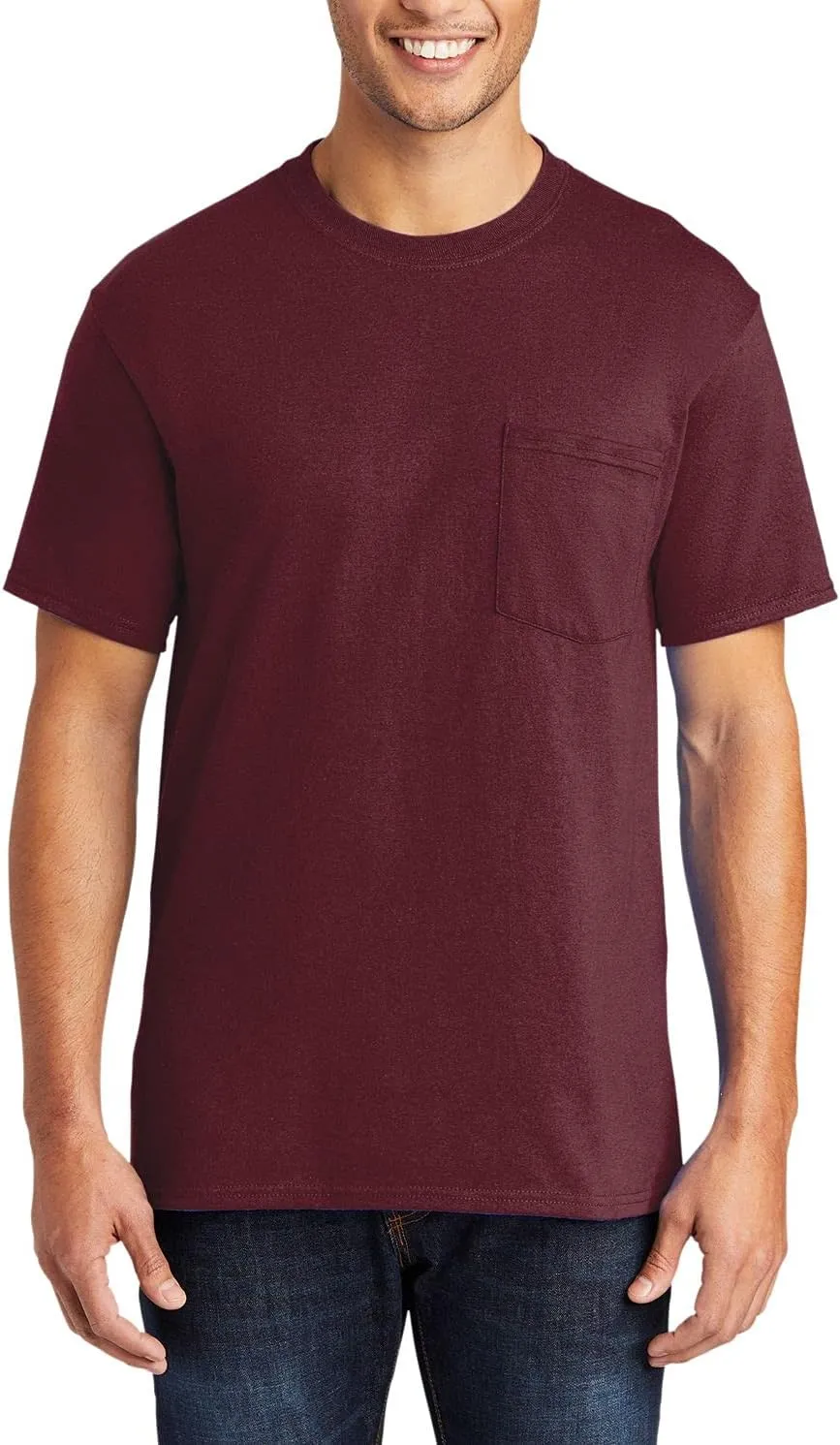 JustBlanks Mens Casual Tall Short Sleeve Tee Shirt Core Blend Crew Neck Pocket Tees for Men