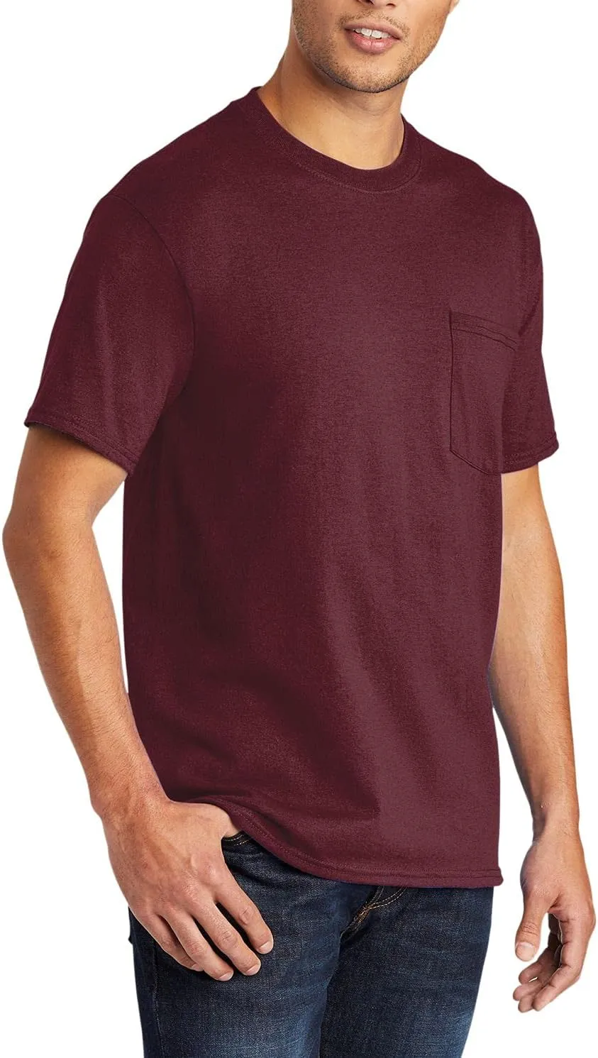 JustBlanks Mens Casual Tall Short Sleeve Tee Shirt Core Blend Crew Neck Pocket Tees for Men