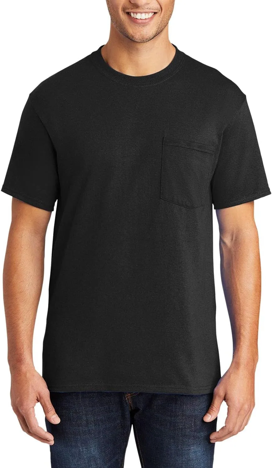 JustBlanks Mens Casual Tall Short Sleeve Tee Shirt Core Blend Crew Neck Pocket Tees for Men