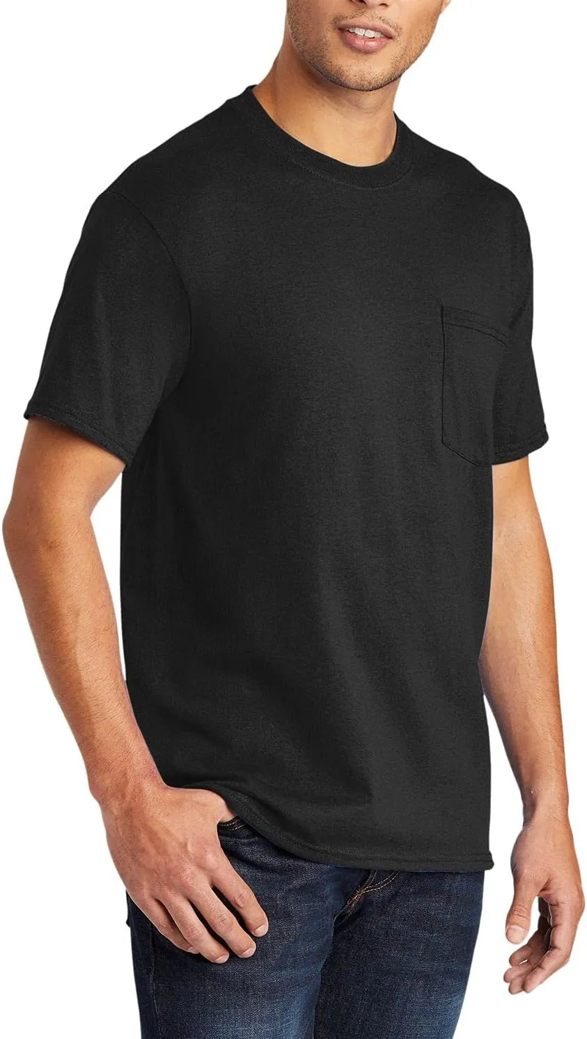 JustBlanks Mens Casual Tall Short Sleeve Tee Shirt Core Blend Crew Neck Pocket Tees for Men