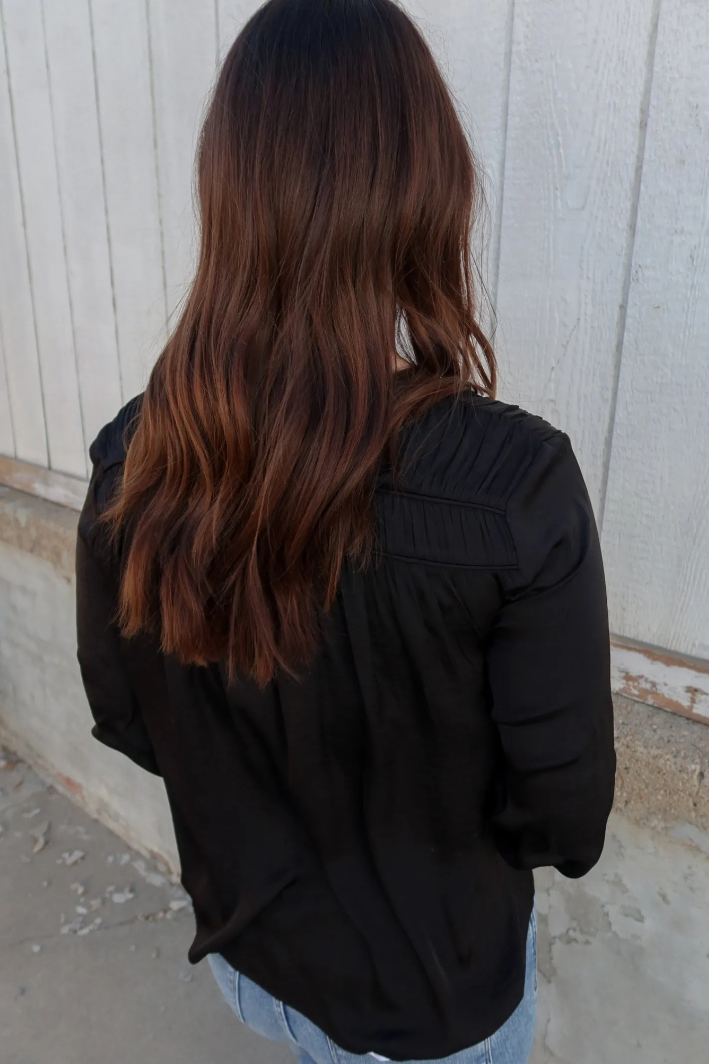 Liverpool Shirred V-Neck Blouse