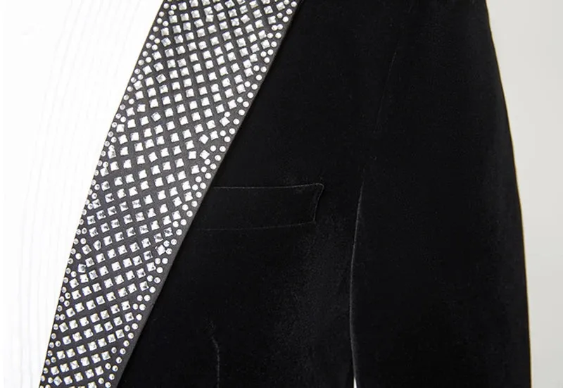Luxury Rhinestone Embroidery Velvet Blazer