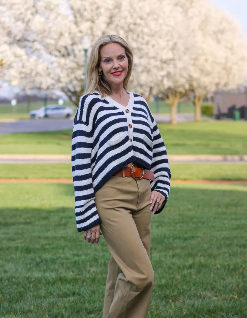 Maritime Striped Navy Cardigan
