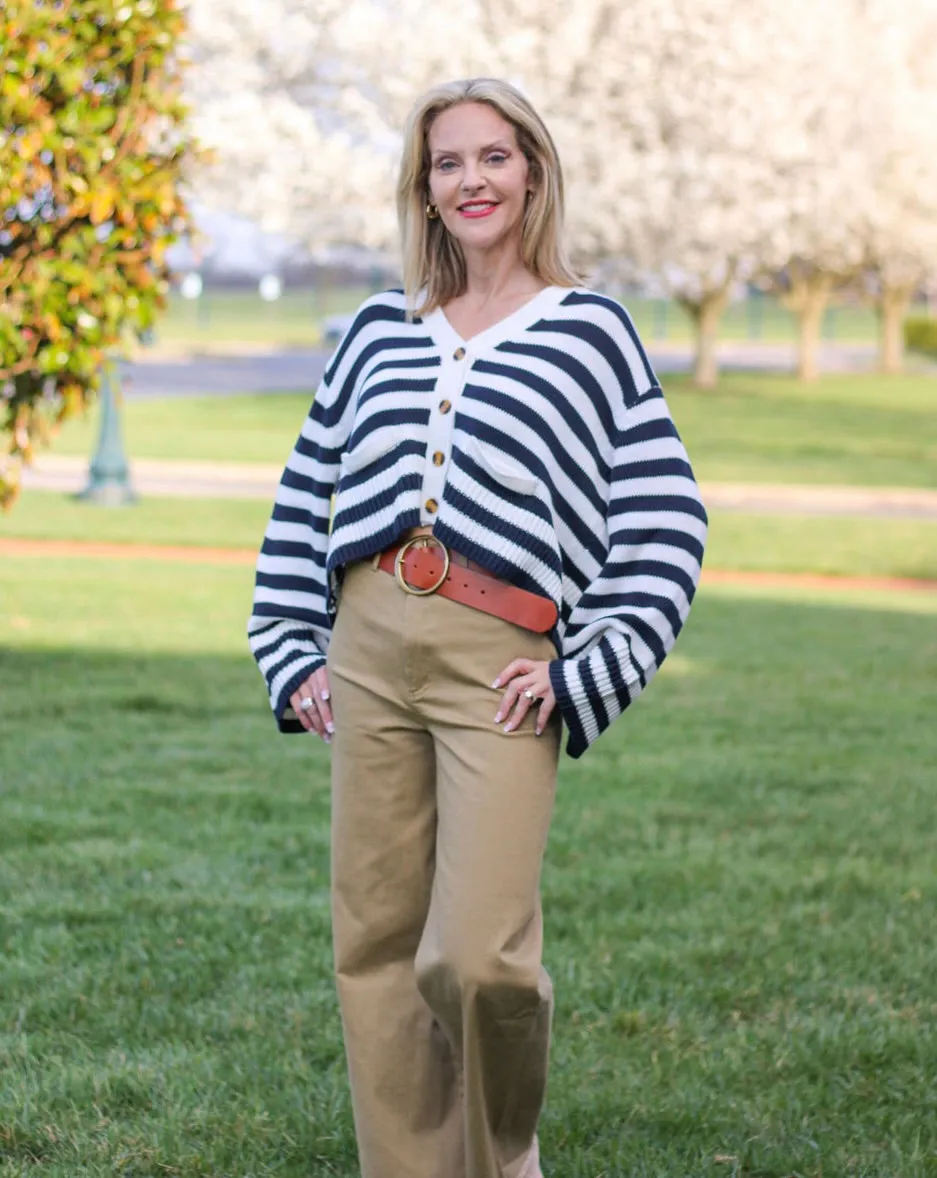 Maritime Striped Navy Cardigan