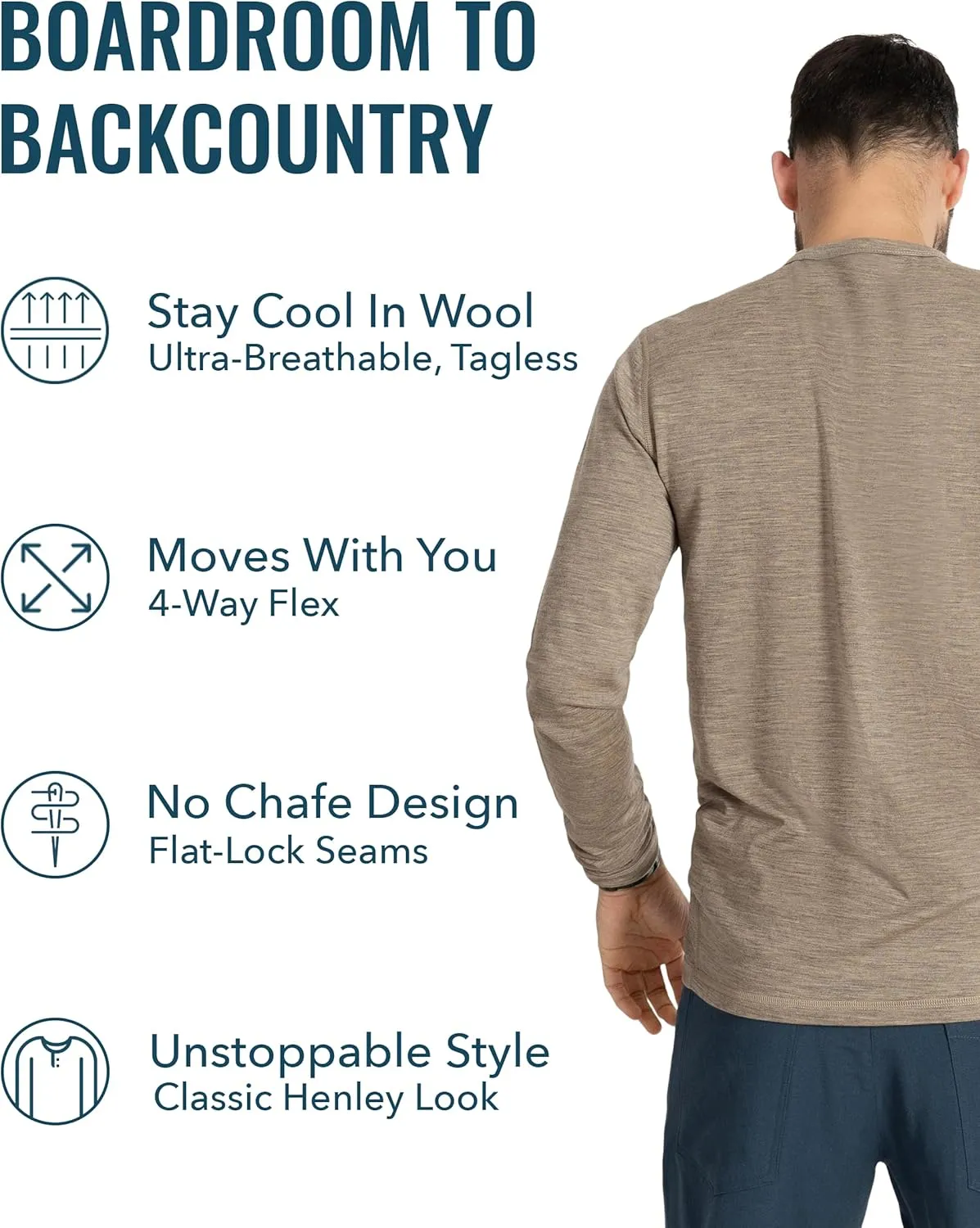 Men's Merino Henley by Woolly | RWS Certified | Super Soft, Classic Style, Seattle Designed