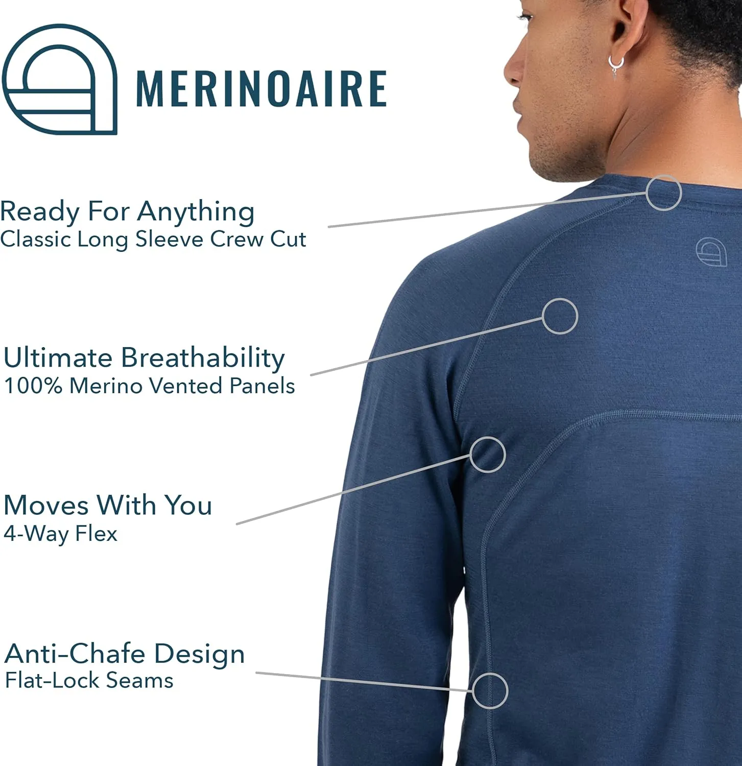 Men's Merino Long Sleeve by Woolly | RWS Certified | Super Soft, Classic Style, Seattle Designed