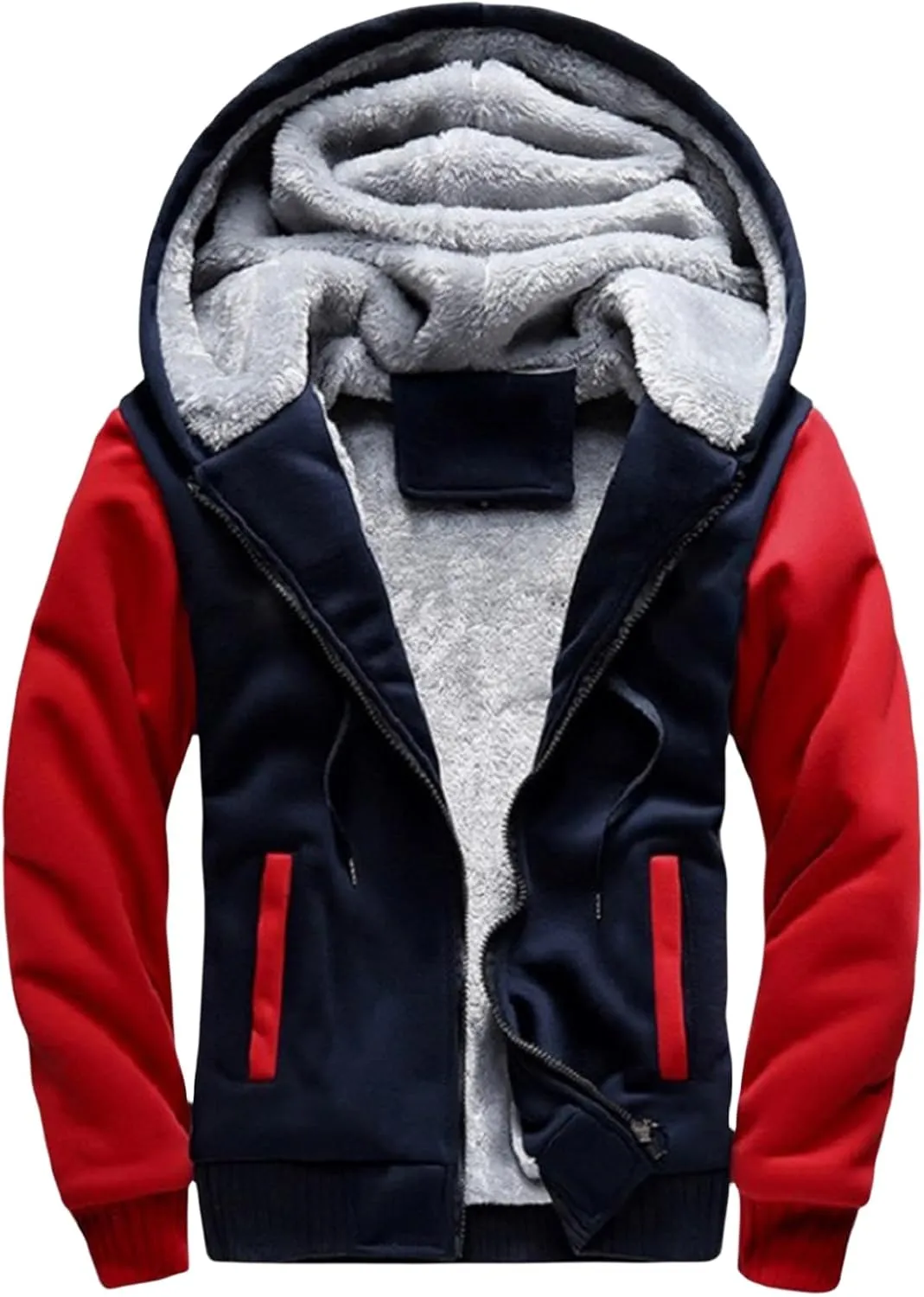 Men's Sherpa Hoodie Jacket Fleece Lined Zip Up Soft Casual Thicken Sweatshirt Full Zipper Sweaters Warm Winter Coat