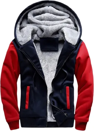 Men's Sherpa Hoodie Jacket Fleece Lined Zip Up Soft Casual Thicken Sweatshirt Full Zipper Sweaters Warm Winter Coat