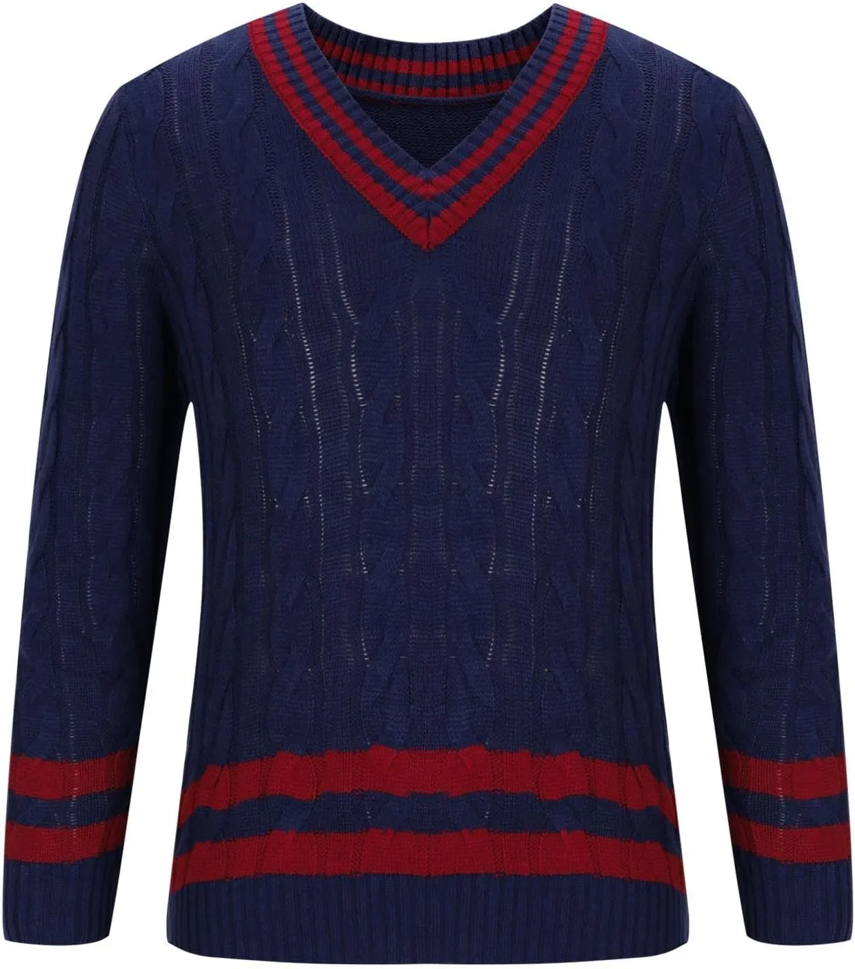 Men's V Neck Pullover Sweater Slim Fit Long Sleeve Casual Soft Dress Sweater Lightweight Knitted Sweaters
