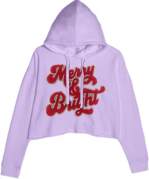 Merry & Bright Chenille Glitter Cropped Fleece Hoodie, Soft & Cozy Fabric, Trendy Fit, Stylish Pullover