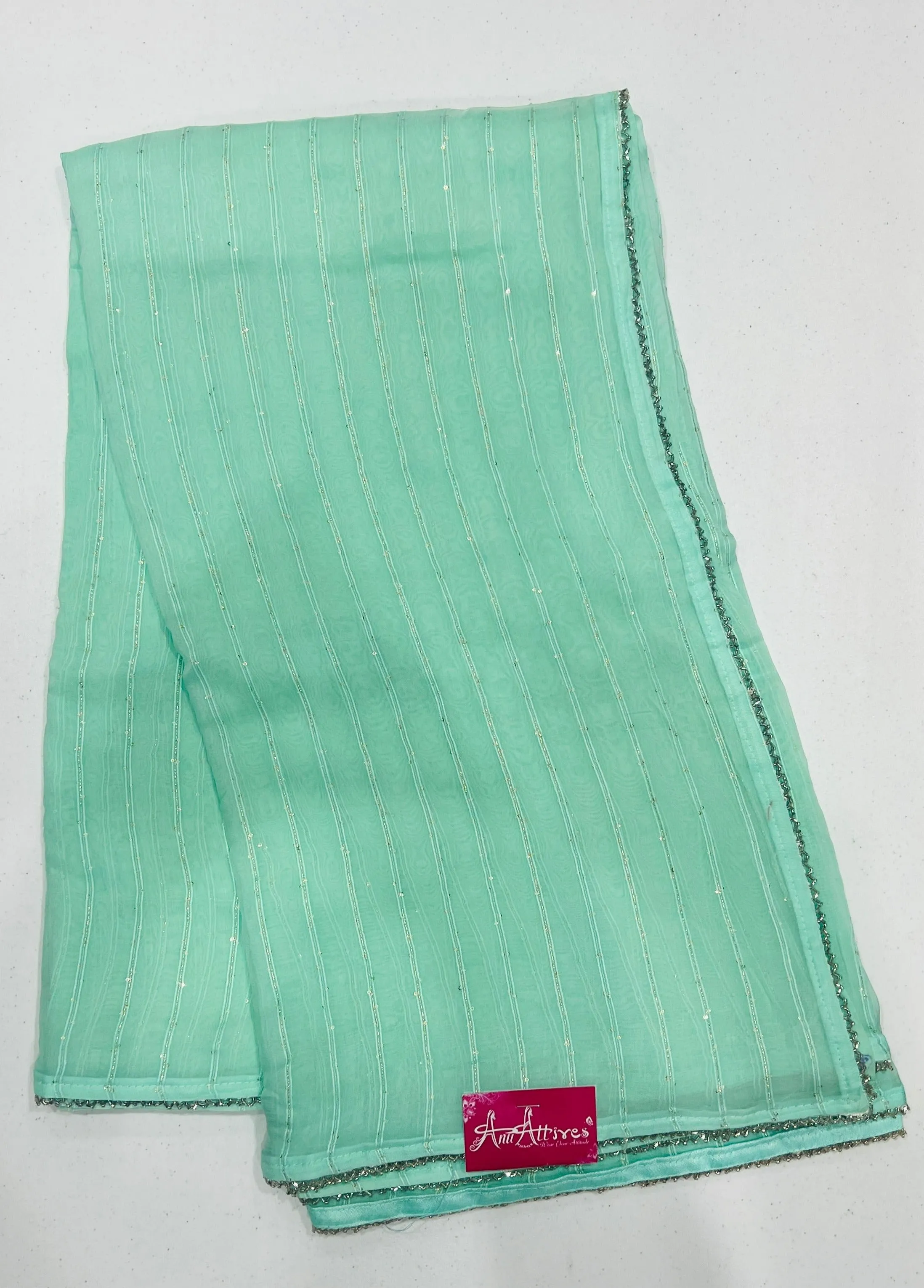 Mint colored soft organza saree | Fancy Look