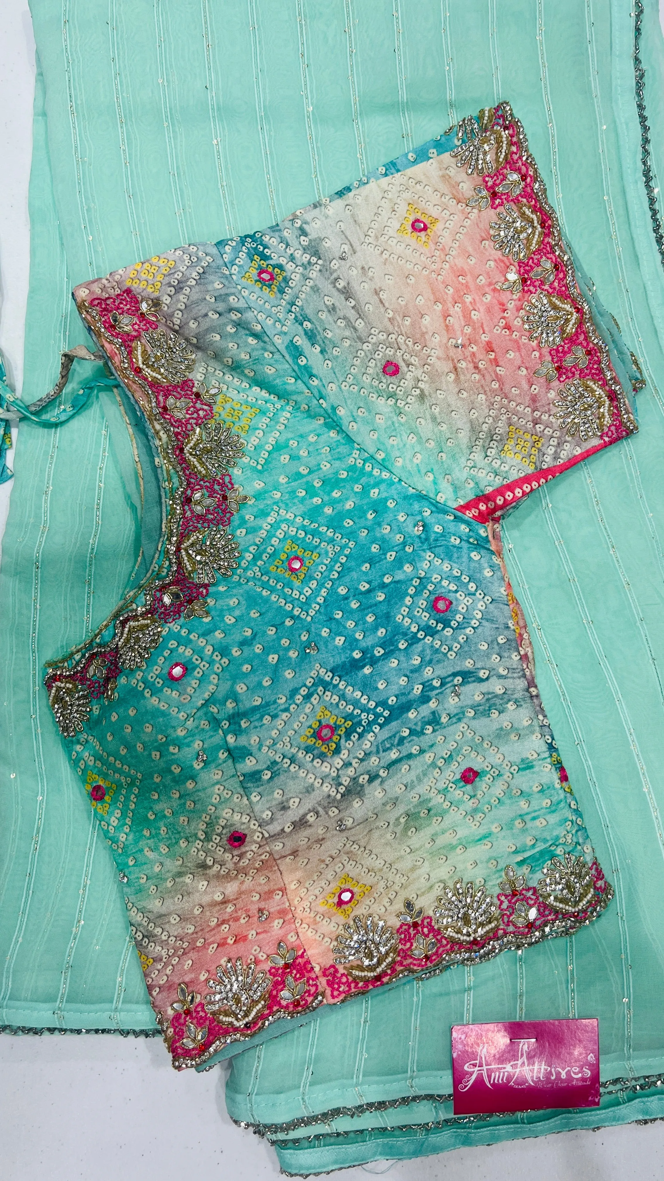 Mint colored soft organza saree | Fancy Look