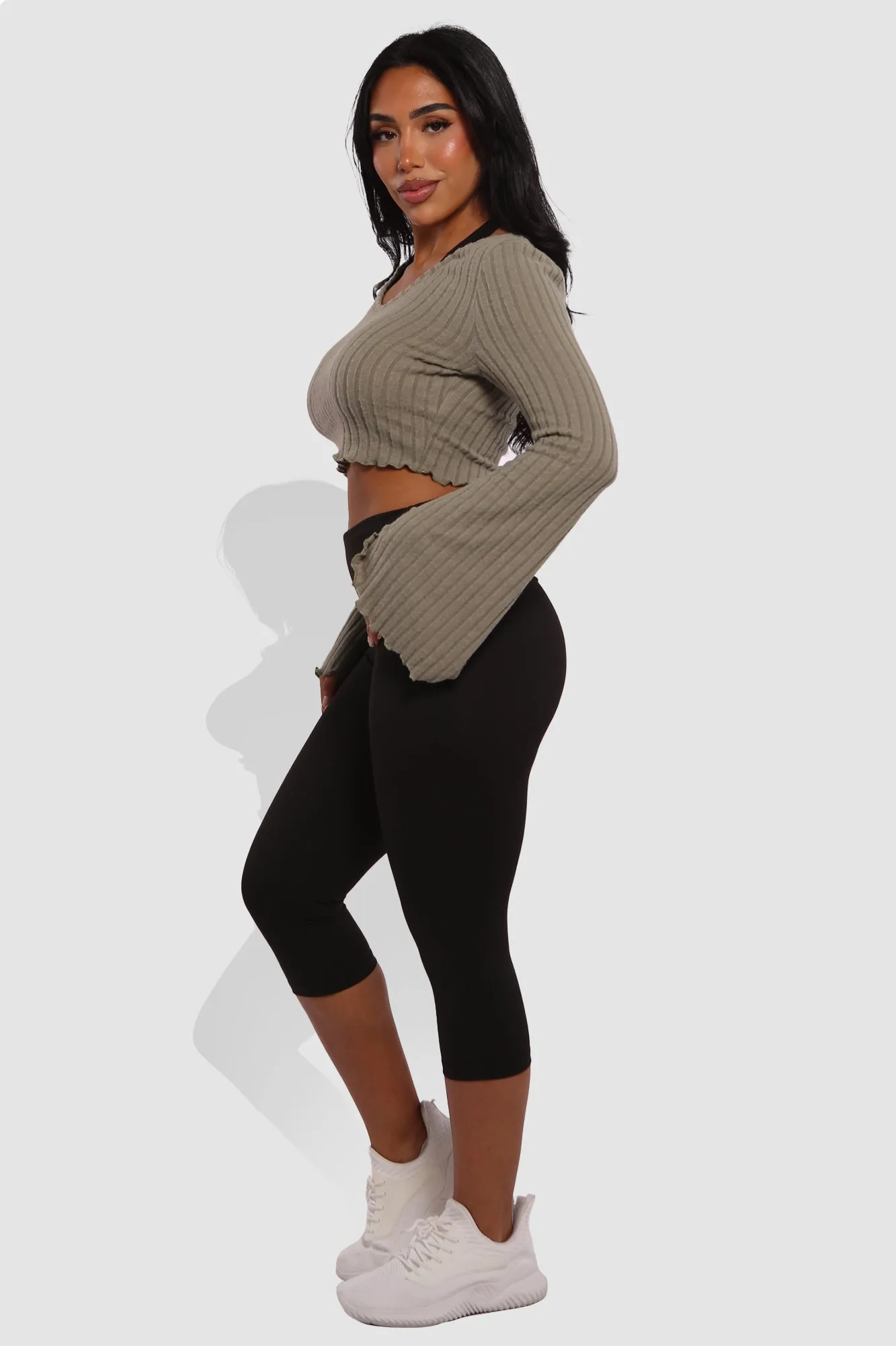Pillowy Soft Fold Over High Waist Leggings - Black