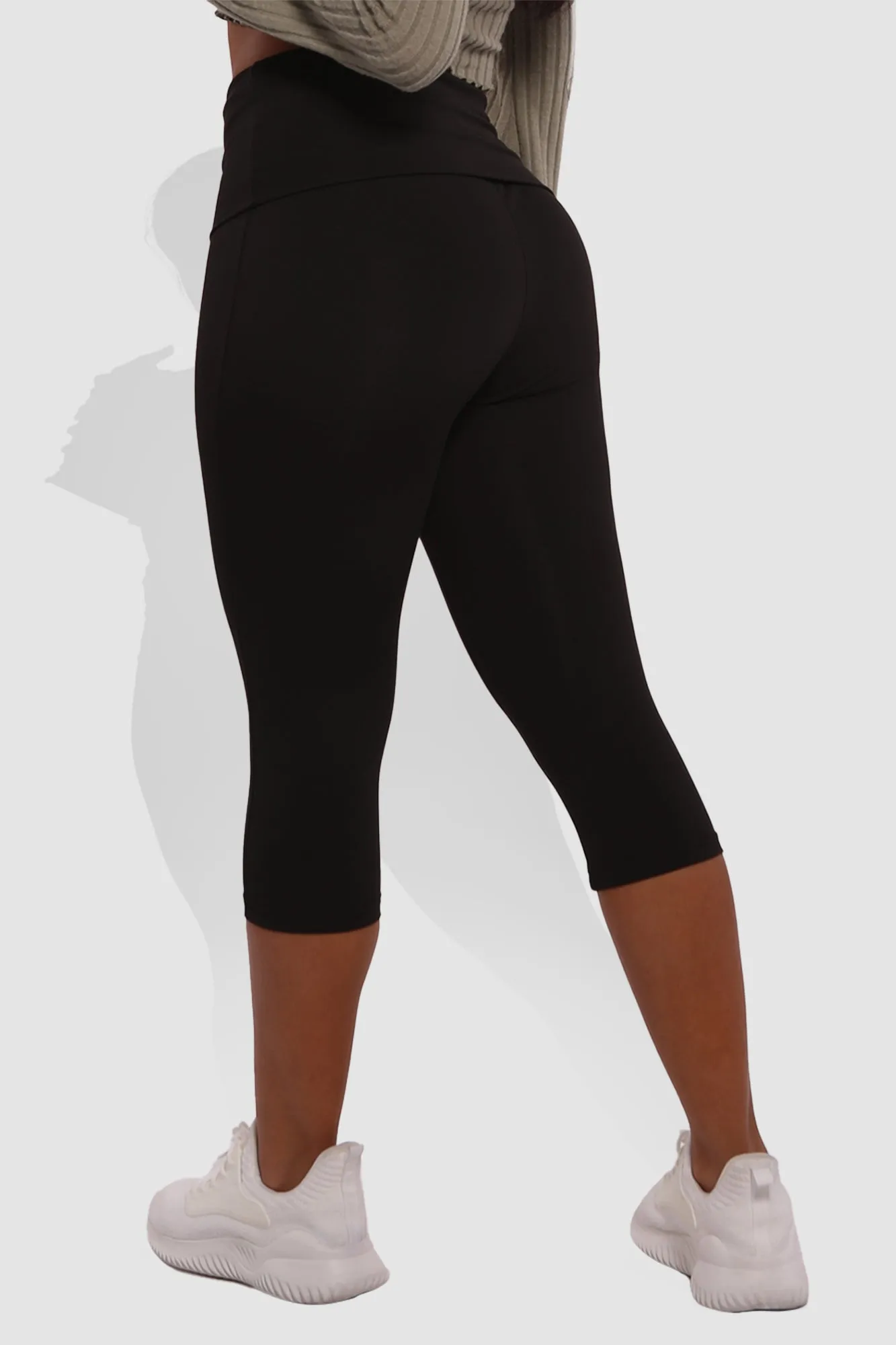 Pillowy Soft Fold Over High Waist Leggings - Black