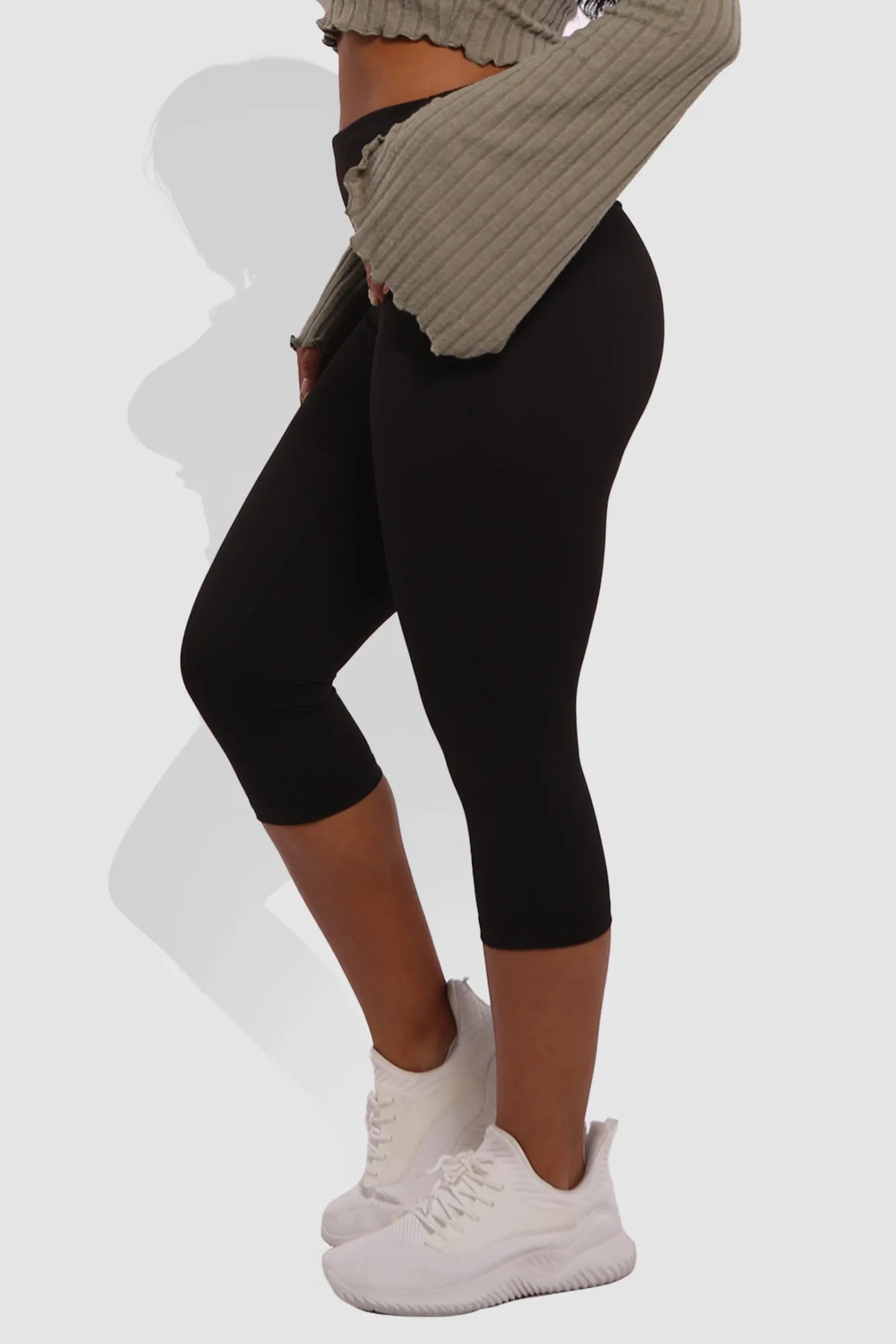 Pillowy Soft Fold Over High Waist Leggings - Black